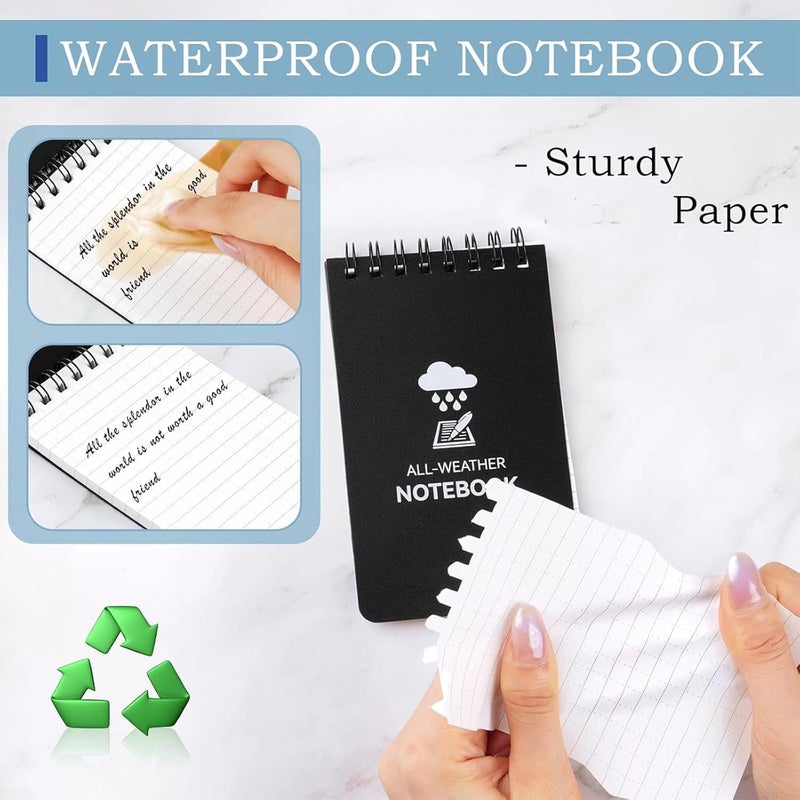 Coidea 6 Pack Waterproof Notebook, 3 x 5 Pocket Notepad, Top-Spiral Weatherproof NotePad, All Weather Police Pocket Notebook Little Memo Steno Note Pads for Outdoor Office School Recording - Image 4